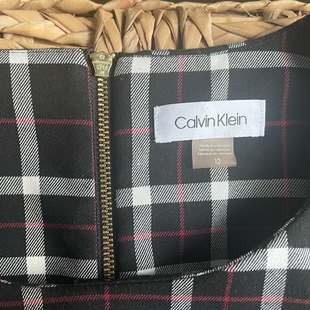 Calvin Klein Black White and Red Checkered Midi Dress - Picture 5 of 7